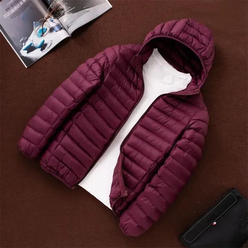 "Stylish Lightweight Men's Hooded Cotton Coat - Slim Fit Stand Collar Jacket V2"