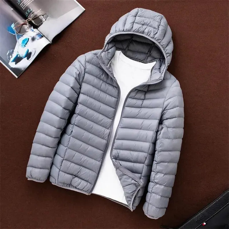 "Stylish Lightweight Men's Hooded Cotton Coat - Slim Fit Stand Collar Jacket V2"