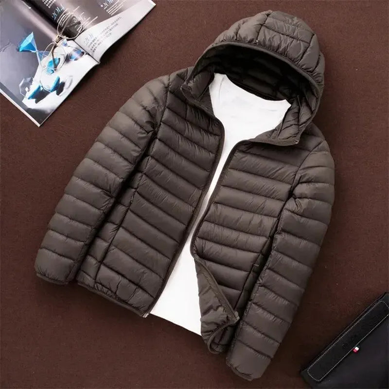 "Stylish Lightweight Men's Hooded Cotton Coat - Slim Fit Stand Collar Jacket V2"