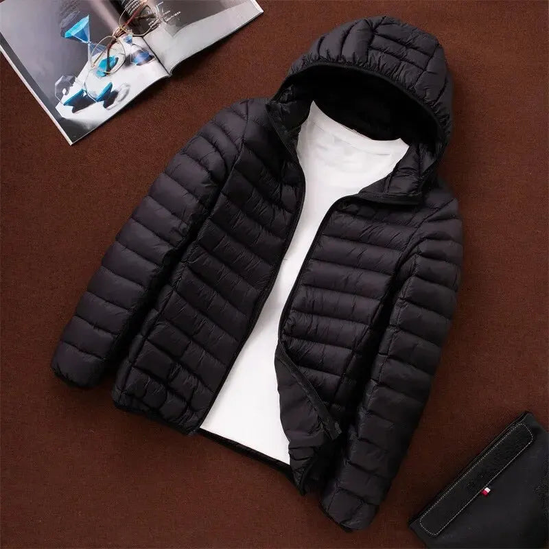 "Stylish Lightweight Men's Hooded Cotton Coat - Slim Fit Stand Collar Jacket V2"