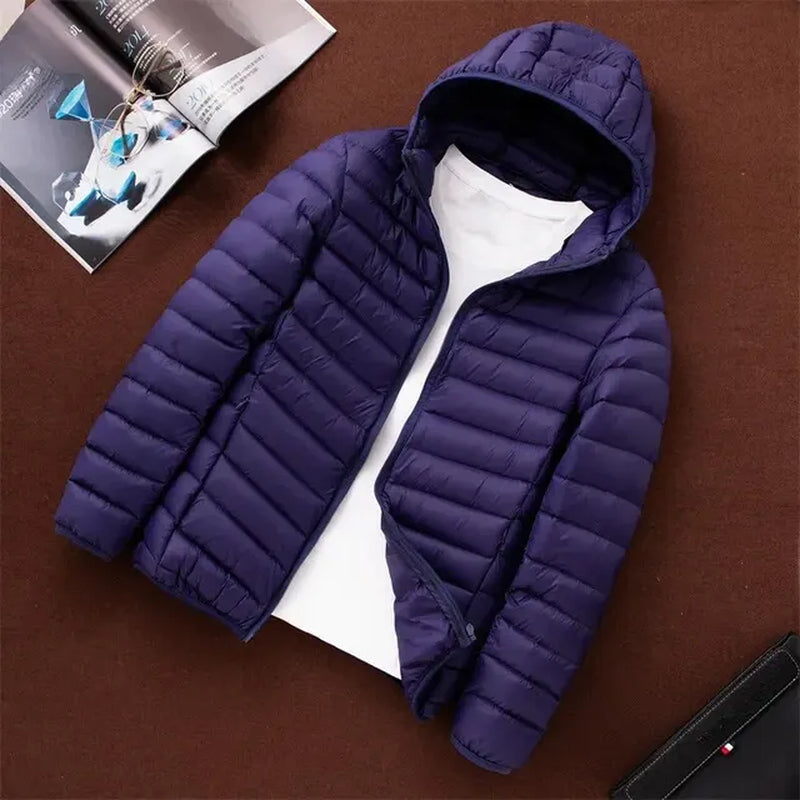 "Stylish Lightweight Men's Hooded Cotton Coat - Slim Fit Stand Collar Jacket V2"